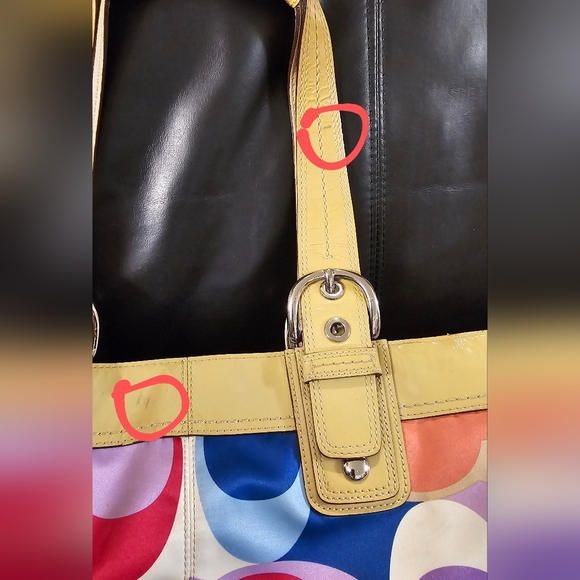 Coach Multicolored Sateen Soho Pleated Scarf Print purse bag EUC - Picture 12 of 16